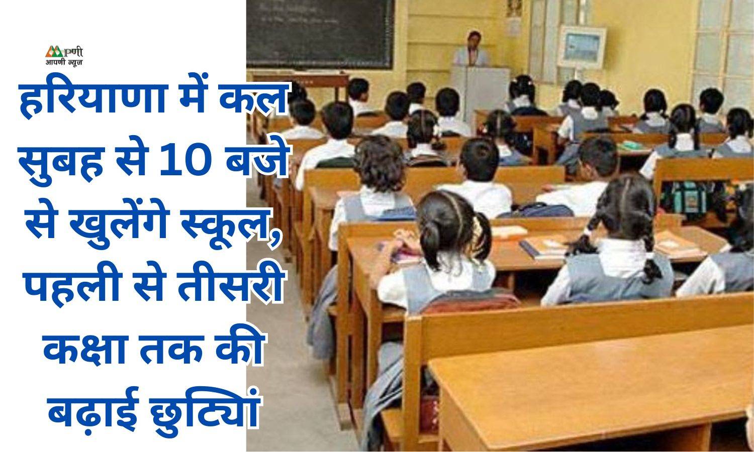 Big Breaking News: हरियाणा में कल सुबह से 10 बजे से खुलेंगे स्कूल, पहली से तीसरी कक्षा तक की बढ़ाई छुट्यिां